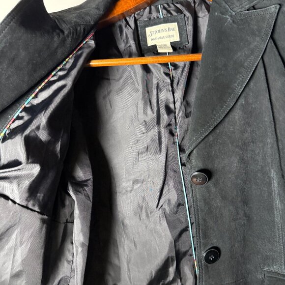 St. John's Bay Black Washable Suede Jacket Size Large - Picture 7 of 7